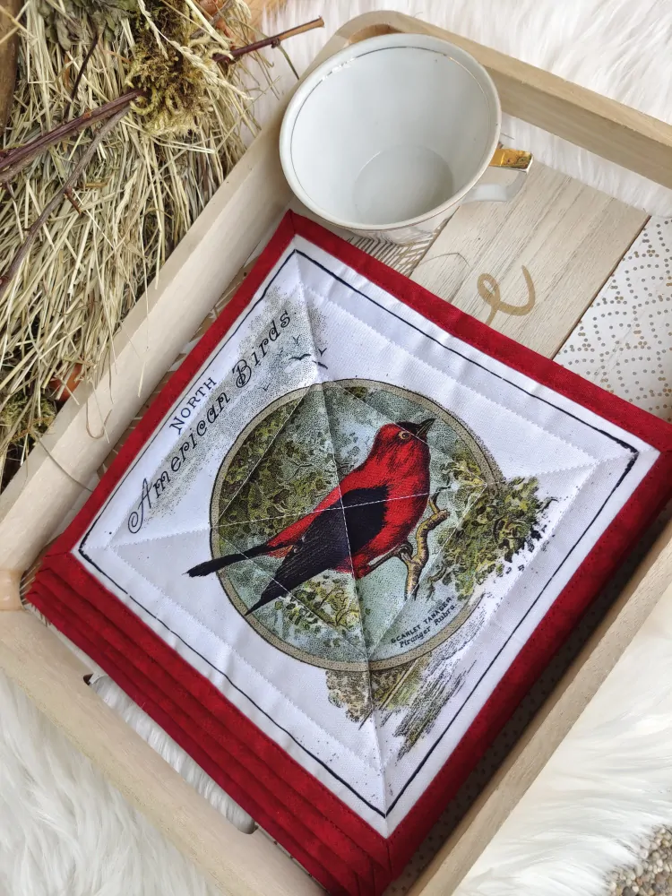 Podkafíčka - sada 4 kusy - atlas ptáků s červeným mramorem