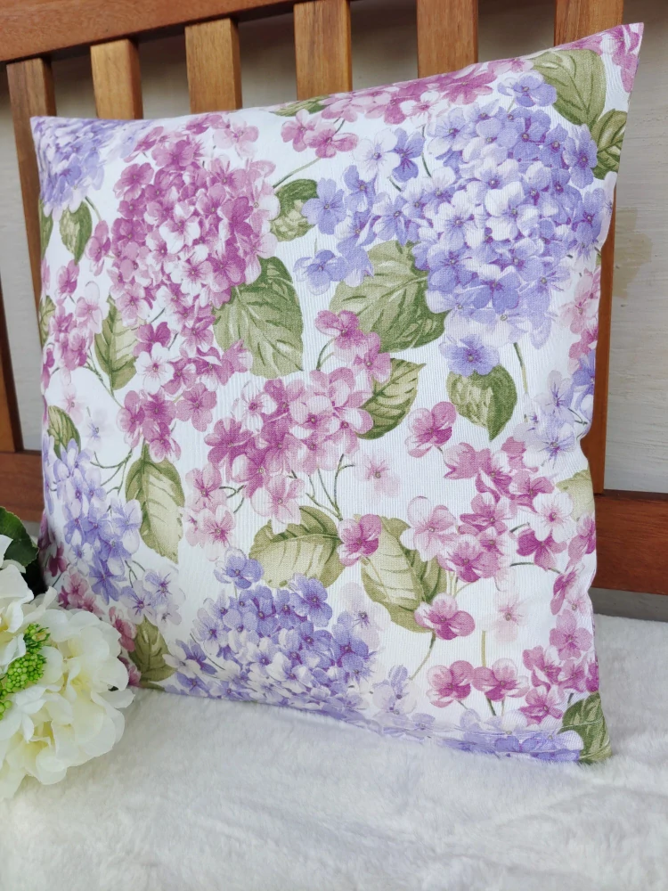 Povlak na polštář 40 x 40 cm – barevné hortenzie | Ruční výroba