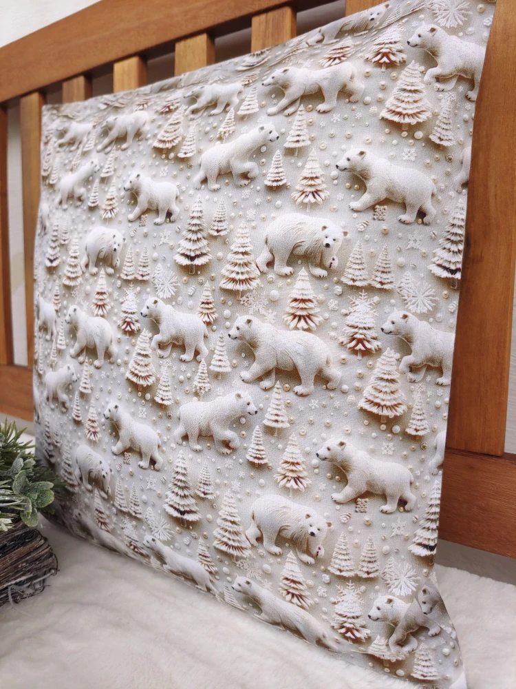 Vánoční povlak na polštář 40 x 40 cm – lední medvědi | Ruční výroba