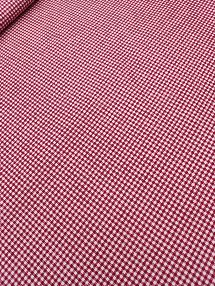 Látka 100% bavlna - červené kárko 3 x 3 mm