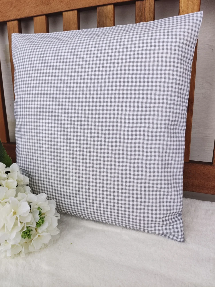 Povlak na polštář 40 x 40 cm – Světle šedá kostička | Ruční výroba z bavlny