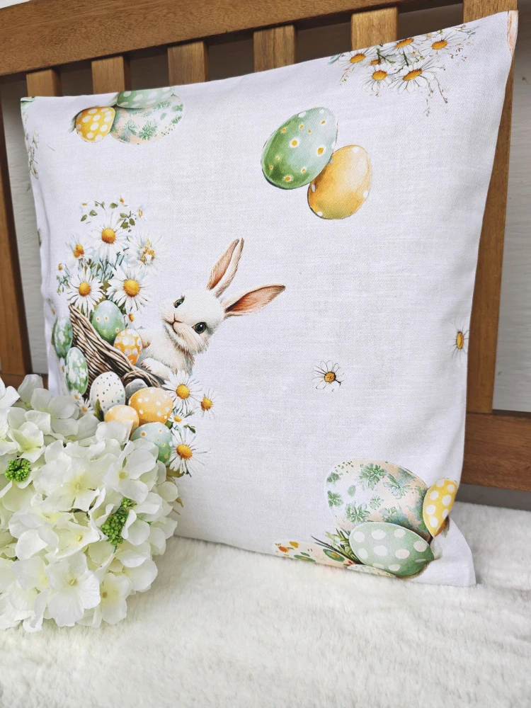 Povlak na polštář 40 x 40 cm – velikonoční zajíčci | Ruční výroba