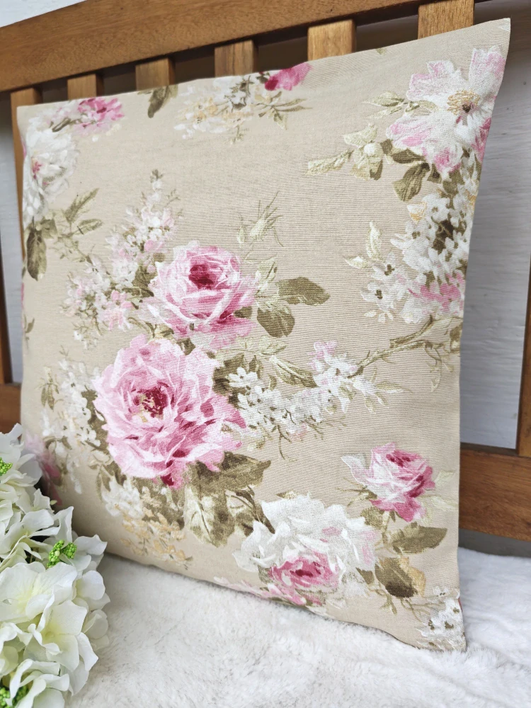 Povlak na polštář 40 x 40 cm – zámecké vintage růže | Ruční výroba z bavlny