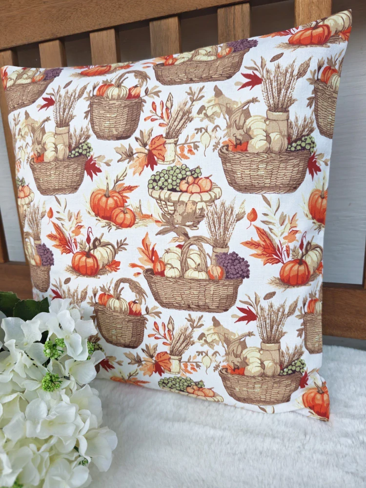 Povlak na polštář 40 x 40 cm – podzimní dýně v košíku