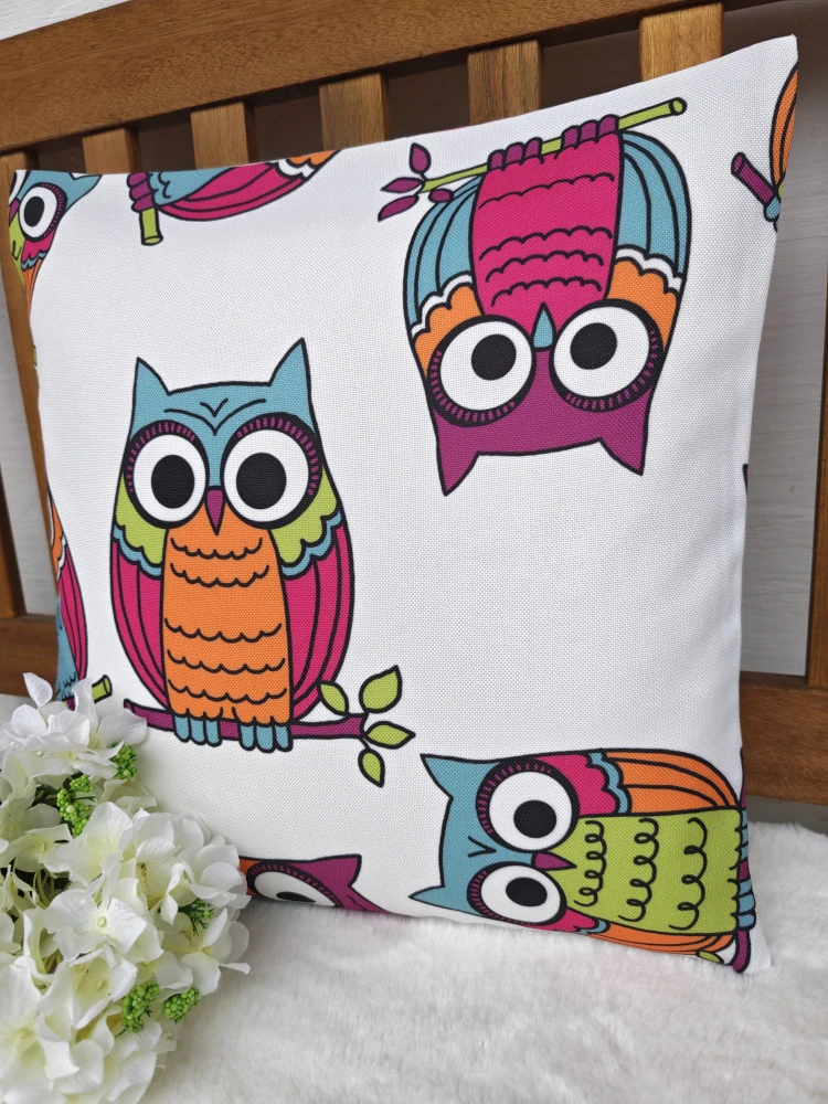 Povlak na polštář 40 x 40 cm – dětský polštář pro holčičky sovy | Ruční výroba z bavlny