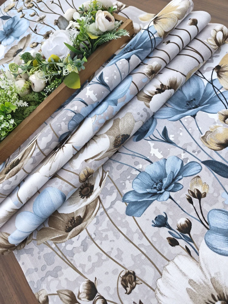 Běhoun - Louka v modro-béžových tónech - 140 cm