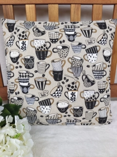 Povlak na polštář 40 x 40 cm – Kávové hrníčky | Ruční výroba