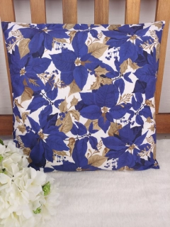 Povlak na polštář 40 x 40 cm – Modré vánoční hvězdy | Ruční výroba z bavlny