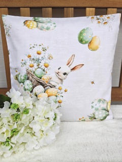 Povlak na polštář 40 x 40 cm – velikonoční zajíčci | Ruční výroba