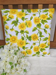 Povlak na polštář 40 x 40 cm – rozkvetlé slunečnice | Ruční výroba z bavlny