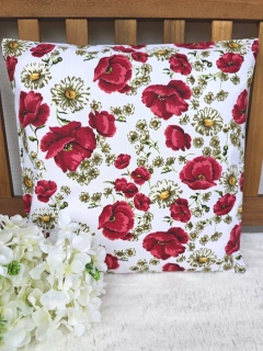 Povlak na polštář 40 x 40 cm – Vlčí máky s kopretinami | Ruční výroba z bavlny