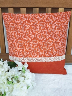 Povlak na polštář 40 x 40 cm – lístečky na oranžové s oranžovým mramorem