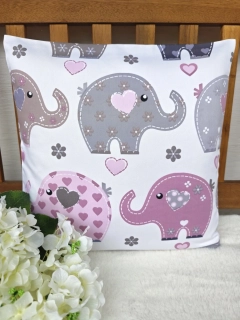 Povlak na polštář 40 x 40 cm – dětský polštář pro holčičky sloni | Ruční výroba z bavlny