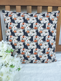 Povlak na polštář 40 x 40 cm – podzimní dýně a černé kočky