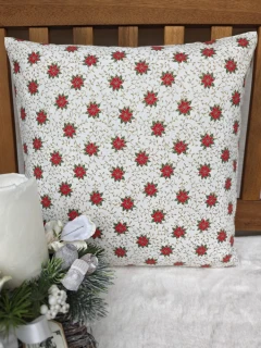 Povlak na polštář 40 x 40 cm – vánoční růže na smetanové