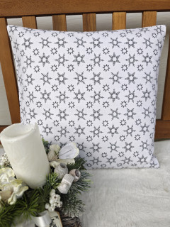 Povlak na polštář 40 x 40 cm – šedé vločky na bílé