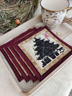 Podkafíčka - sada 4 kusy - vánoční patchwork